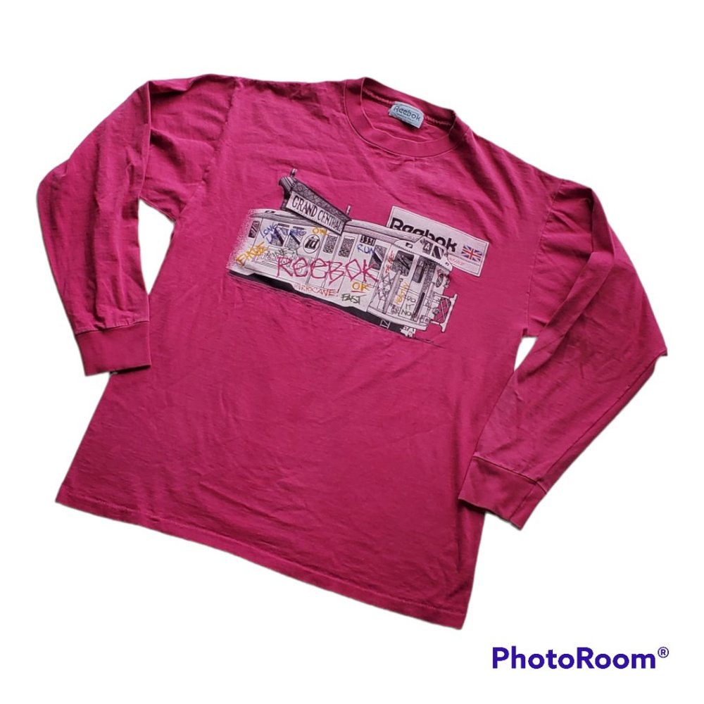 RARE Vintage Reebok Grand Central Graffiti t-shirt Pink 1984 Signed Vaughn